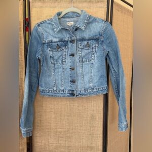 Light Blue Cropped Denim Cropped Jacket